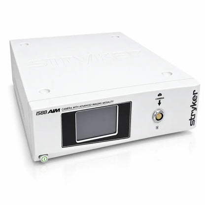 White stryker 1588 aim camera control unit with black-framed display and metallic ports for advanced imaging modality