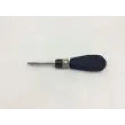 Black rubber-handled Stryker long hex driver orthopedic tool with metallic shaft for tibial system use