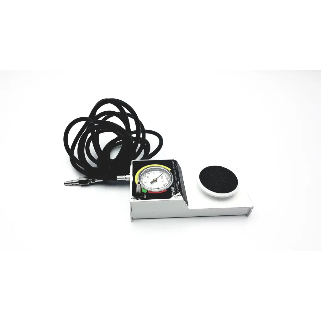 White rectangular pressure gauge with black coiled hose and sensor for stryker 206-500 automatic high vacuum foot pump