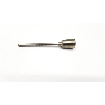 Silver-colored metal meniscus suture instrument stryker 233.50.103 with cylindrical head and engraved text