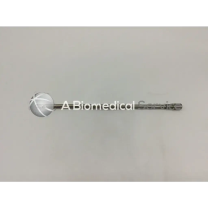 Silver metallic Stryker 250.070.405 cannula with spherical crosshatch head and threaded shaft for ad5-7 use
