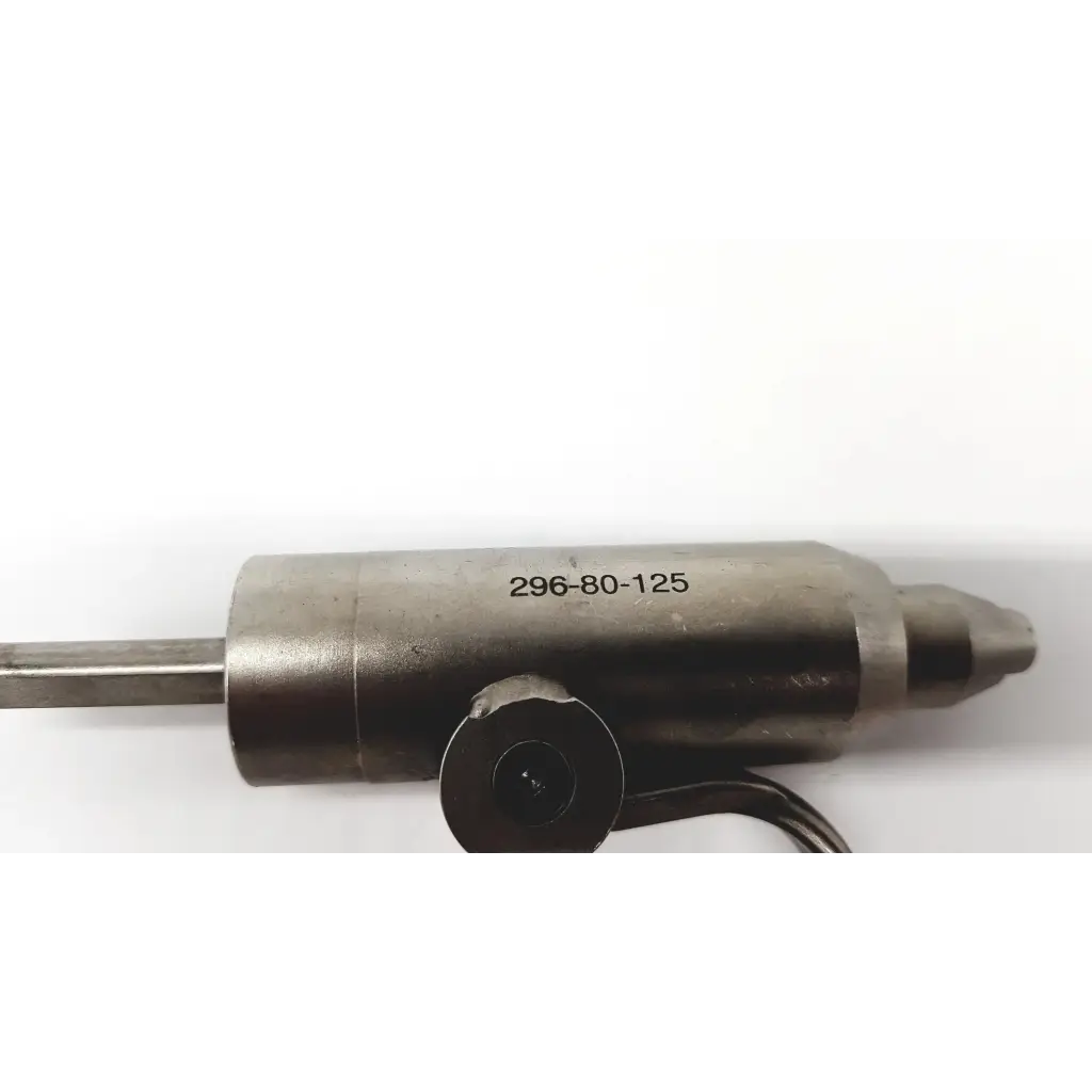 Metallic cylindrical stryker 296-80-125 orthopedic pin driver attachment with engraved serial number and black cable