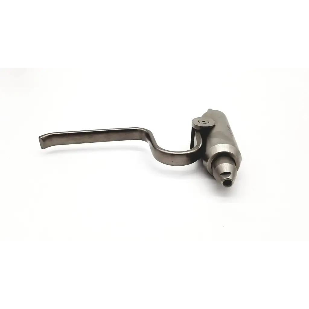 Silver-toned metal stryker 296-80-125 orthopedic pin driver attachment with curved handle and cylindrical body