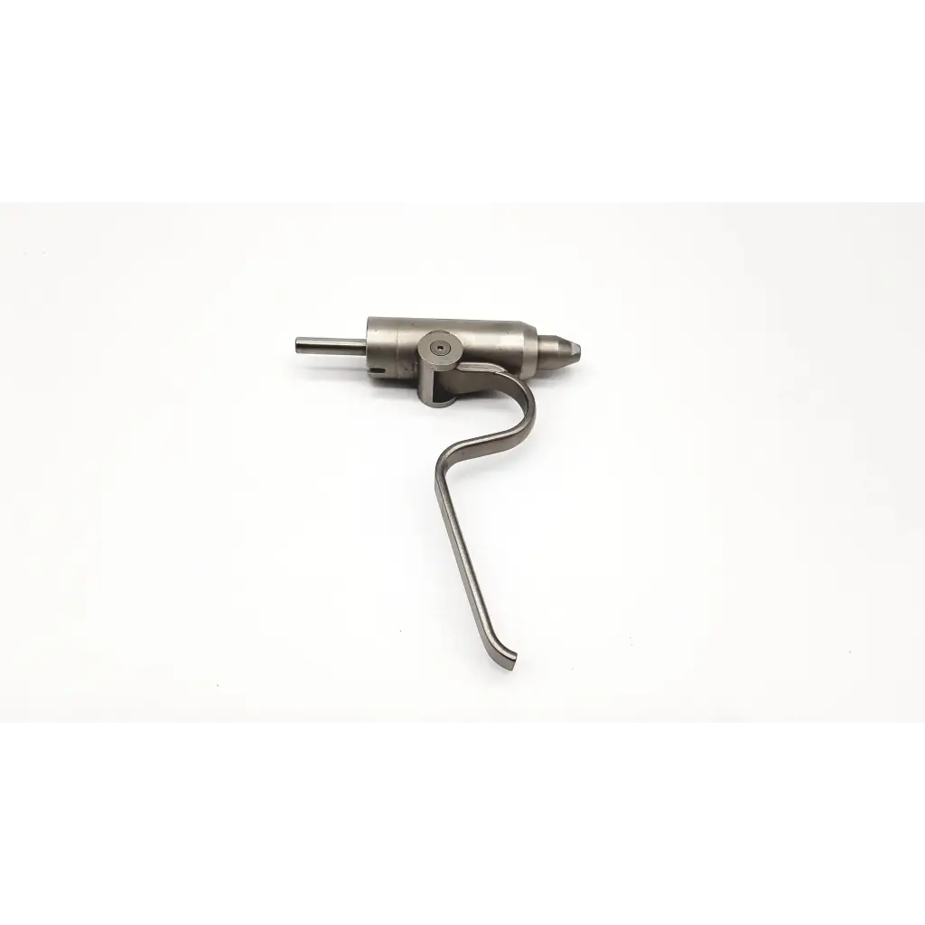 Silver-colored metal stryker 296-80-125 orthopedic pin driver attachment with curved handle and cylindrical body