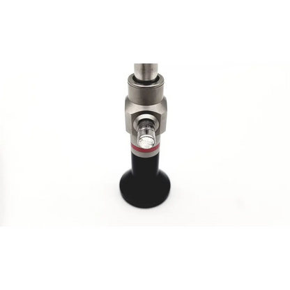 Black and silver stryker 380-10 degree 10mm laparoscope medical instrument with hexagonal body and red accent band