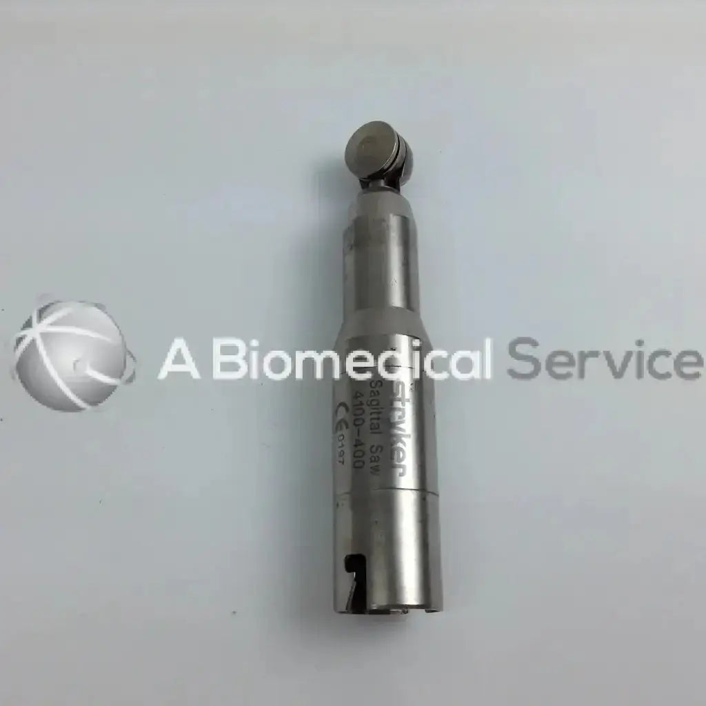 Stoker 400-160 surgical handpiece with metallic silver finish and engraved branding in stryker 4505 cordless driver set with aesculap case