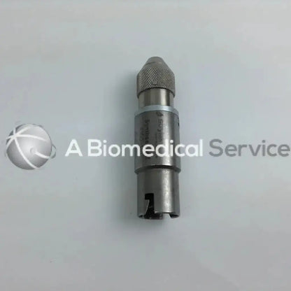 Silver metallic surgical drill bit with textured grip and engraved markings from stryker 4505 cordless driver set aesculap case