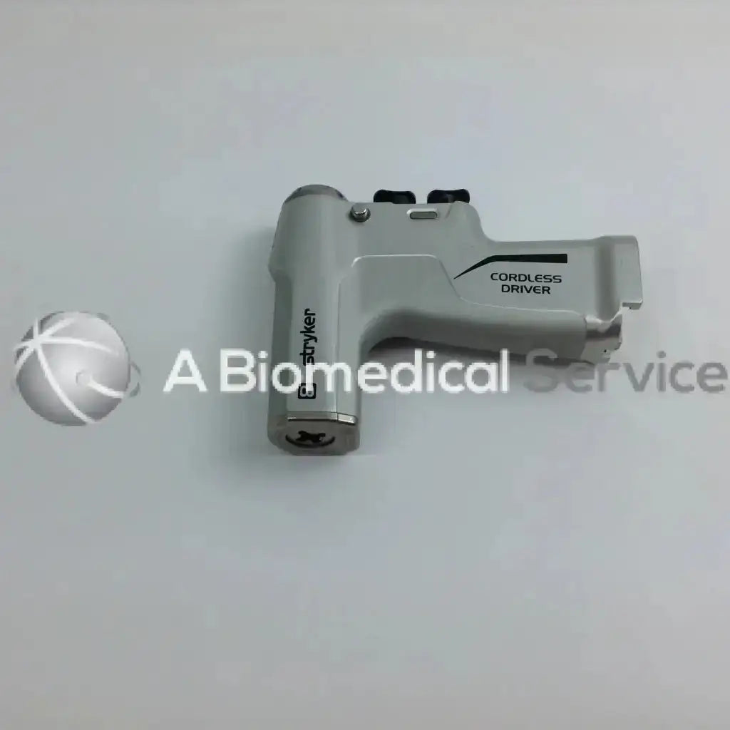 Gray stryker cordless driver with black accents in a sleek ergonomic design from the stryker 4505 driver set with aesculap case