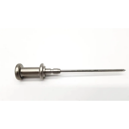 Silver-toned stryker 502-344-520 trocar da24-52 with cylindrical handle and long slender needle tip for surgical use