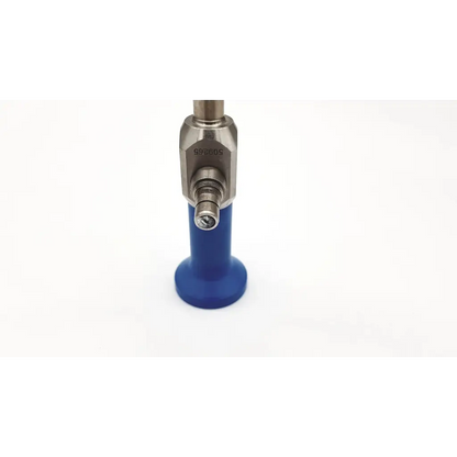 Blue plastic-handled stryker 502-457-010 laparoscope autoclavable with metallic hexagonal head and threaded shaft at 134°c