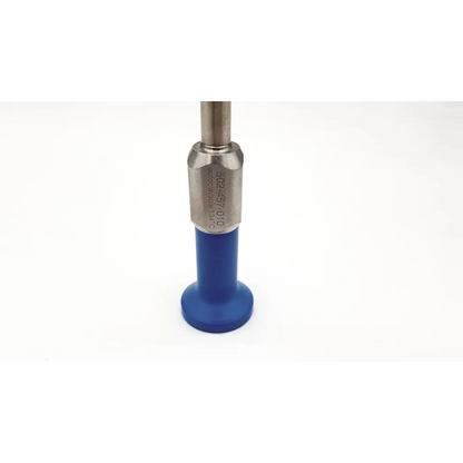 Blue plastic-handled impact tester with metallic head engraved with specifications for 134°c laparoscope autoclavable use
