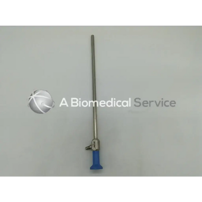 Silver stryker ideal eyes autoclavable laparoscope 10mm with blue ergonomic handle and metallic shaft