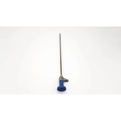 Stryker 5mm 30 degrees autoclavable laparoscope with blue handle and long slender metallic shaft with textured grip
