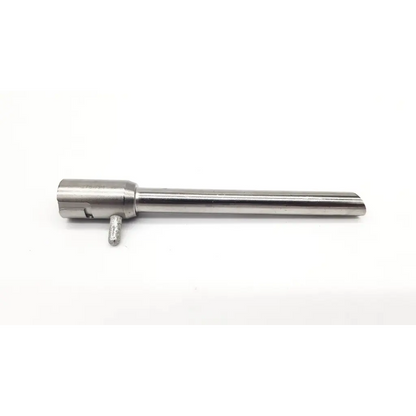 Silver metallic stryker 6.0mm cannula fits green burs with cylindrical shaft and hexagonal head with pin near base