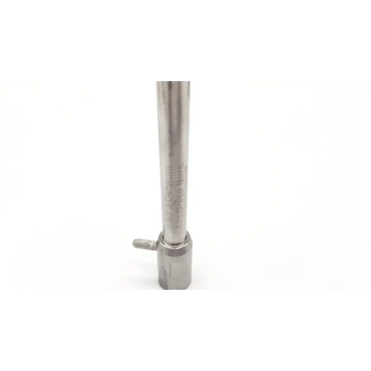 Silver metallic stryker 6.0mm cannula fits green burs with cylindrical shaft and hexagonal base featuring engraved label