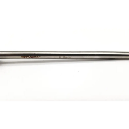 A sleek metallic 5.8mm stainless steel strainer with polished finish and engraved branding for stryker cannula single valve