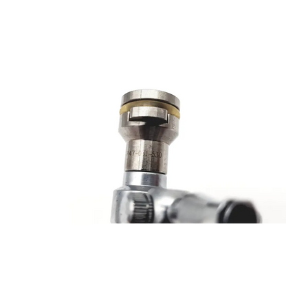 Silver metallic air hose connector with yellow o-ring and serial number for Stryker 747-031-530 cannula single valve