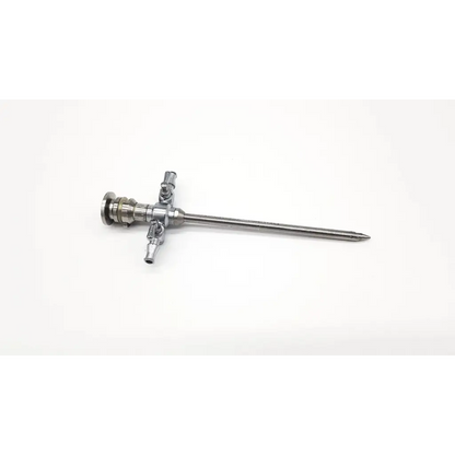 Silver surgical endoscope with slender metallic shaft and articulated joints in stryker 747-031-550 cannula single valve