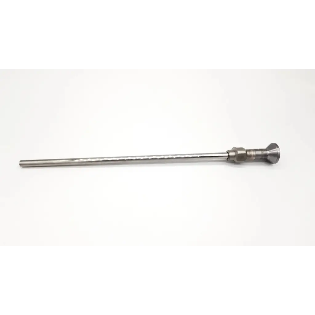 Silver stryker endoscopy laparoscope da46-91 with slender metallic shaft and threaded end for surgical use