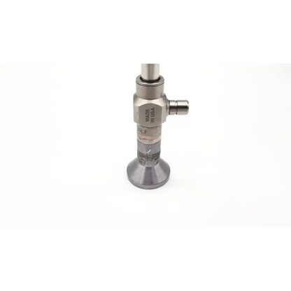 Silver metallic surgical valve with hexagonal body and threaded connections for stryker endoscopy laparoscope da46-91