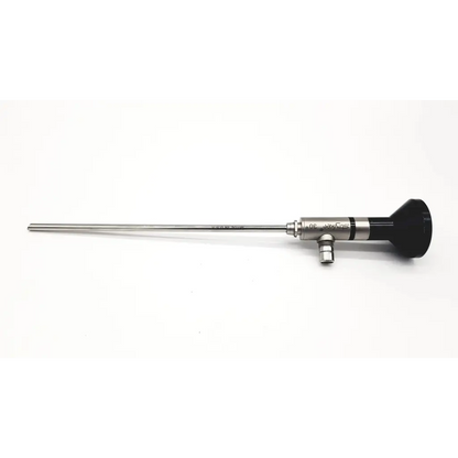 Silver stryker endoscopy 30° arthroscope da24-30 with black ergonomic handle and metallic joints for precision use