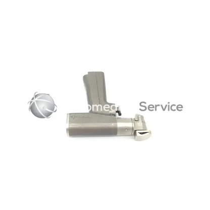 Silver metallic surgical instrument with cylindrical body and articulated arm engraved with stryker endoscopy ref branding