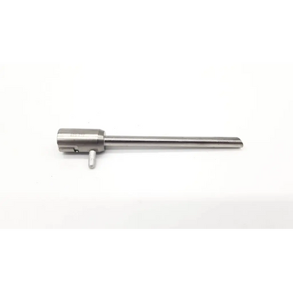 Silver metallic surgical drill bit with cylindrical shaft and hexagonal head for stryker fits tan cutters and red burs