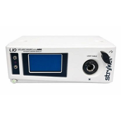 White stryker l10 0220220300 led light source with blue screen and black control panel led light source