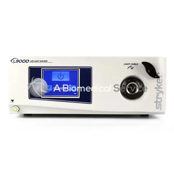 White stryker l9000 300 watt xenon led light source with blue digital display and black control knobs