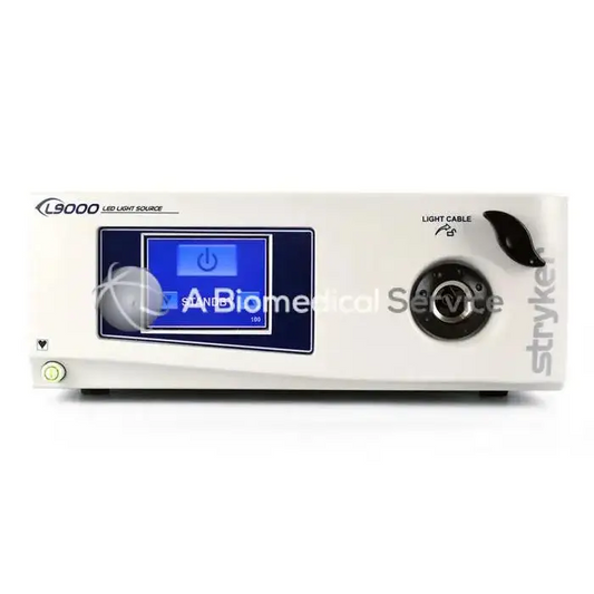 White stryker l9000 300 watt xenon led light source with blue digital display and black control knobs