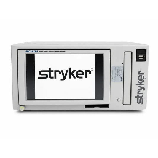 Sleek white stryker sdc ultra hd information management system with touchscreen display for medical use
