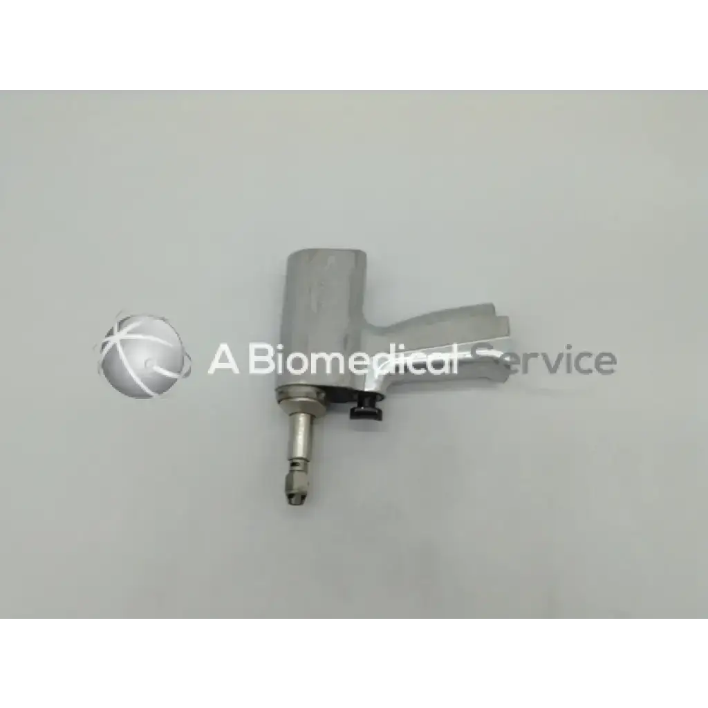 Silver metallic orthopedic reciprocating pneumonic nailer with ergonomic grip and threaded tip for precision use