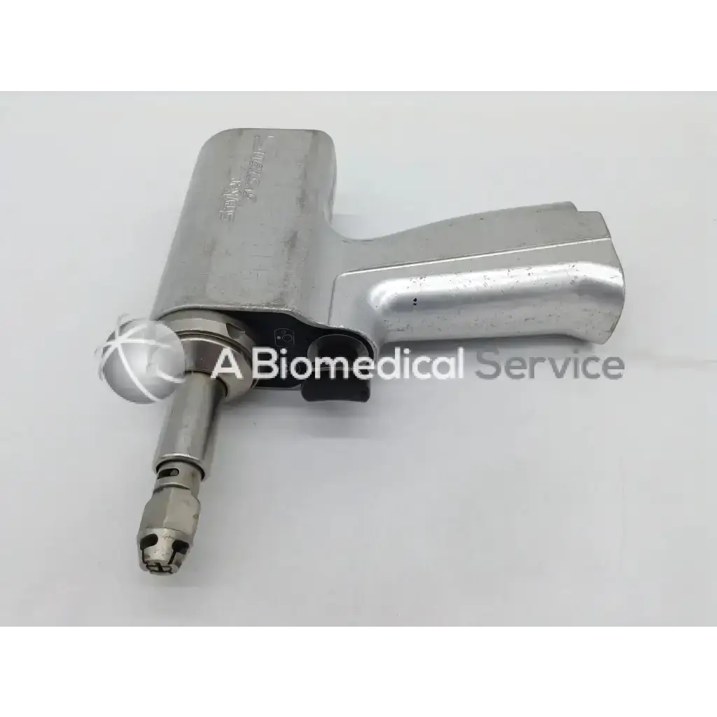 Stryker system 5 orthopedic reciprocating saw handpiece 4206 silver metallic surgical drill with textured grip and black trigger