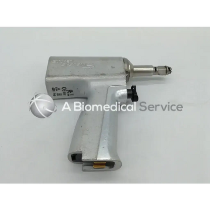 Stryker system 5 silver metallic orthopedic reciprocating saw handpiece with textured grip and black adjustment knob