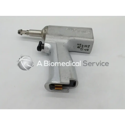 Silver orthopedic reciprocating surgical handpiece with black adjustment knob and engraved certification marks by stryker