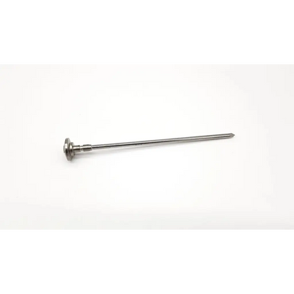 A sleek metallic stryker trocar stopcock with a polished stainless steel finish and rounded head 5.8 mm size