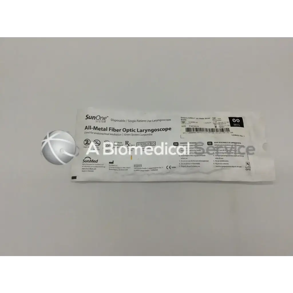 Load image into Gallery viewer, SunMed 5-5336-20 All-Metal Fiber Optic Laryngoscope MIL 00