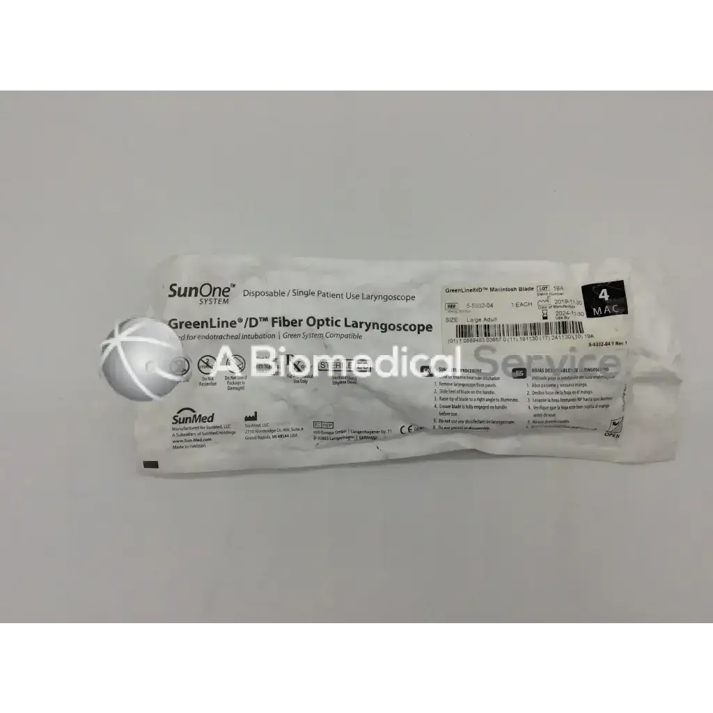 Load image into Gallery viewer, SunMed GreenLine Fiber Optic Laryngoscope 5-5332-04 Large
