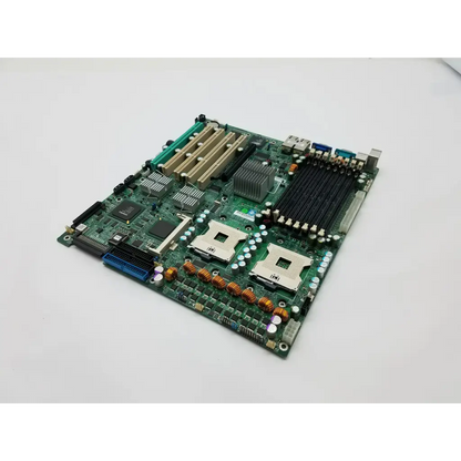 Green super micro x6dh8-xg2csi main board with two cpu sockets multiple ram slots and various connectors