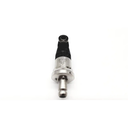 Silver metallic pressure sensor with black rubber grip and engraved markings from swiss synthes arthroscopy product line