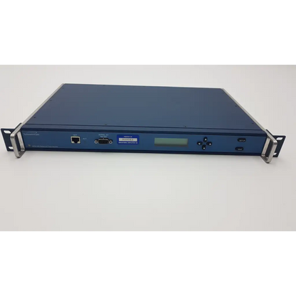 Blue symmetricom truetime nts-200 network time server rack-mountable device with digital display and multiple ports