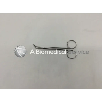 Silver surgical potts smith scissors with curved pointed tips and circular handles made of stainless steel
