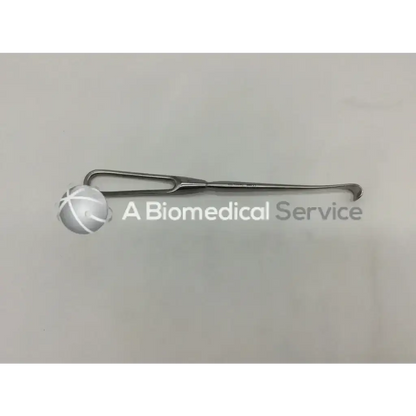 Silver symmetry surgical cushing vein retractor with curved looped handles and tapered tip for vein surgery use