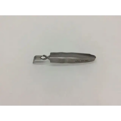 Stainless steel depuy ace forceps with curved looped handle and serrated jaws for precise surgical use