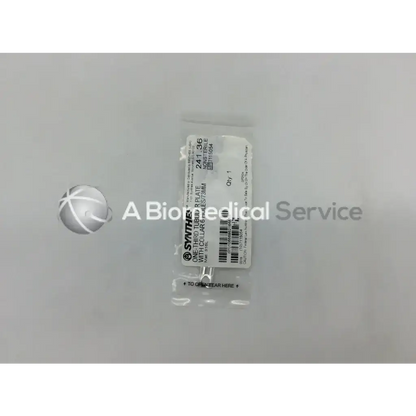 Synthes 241.36 one-third tubular plate with collar 6 holes 73mm packaged in clear plastic labeled tubular plate
