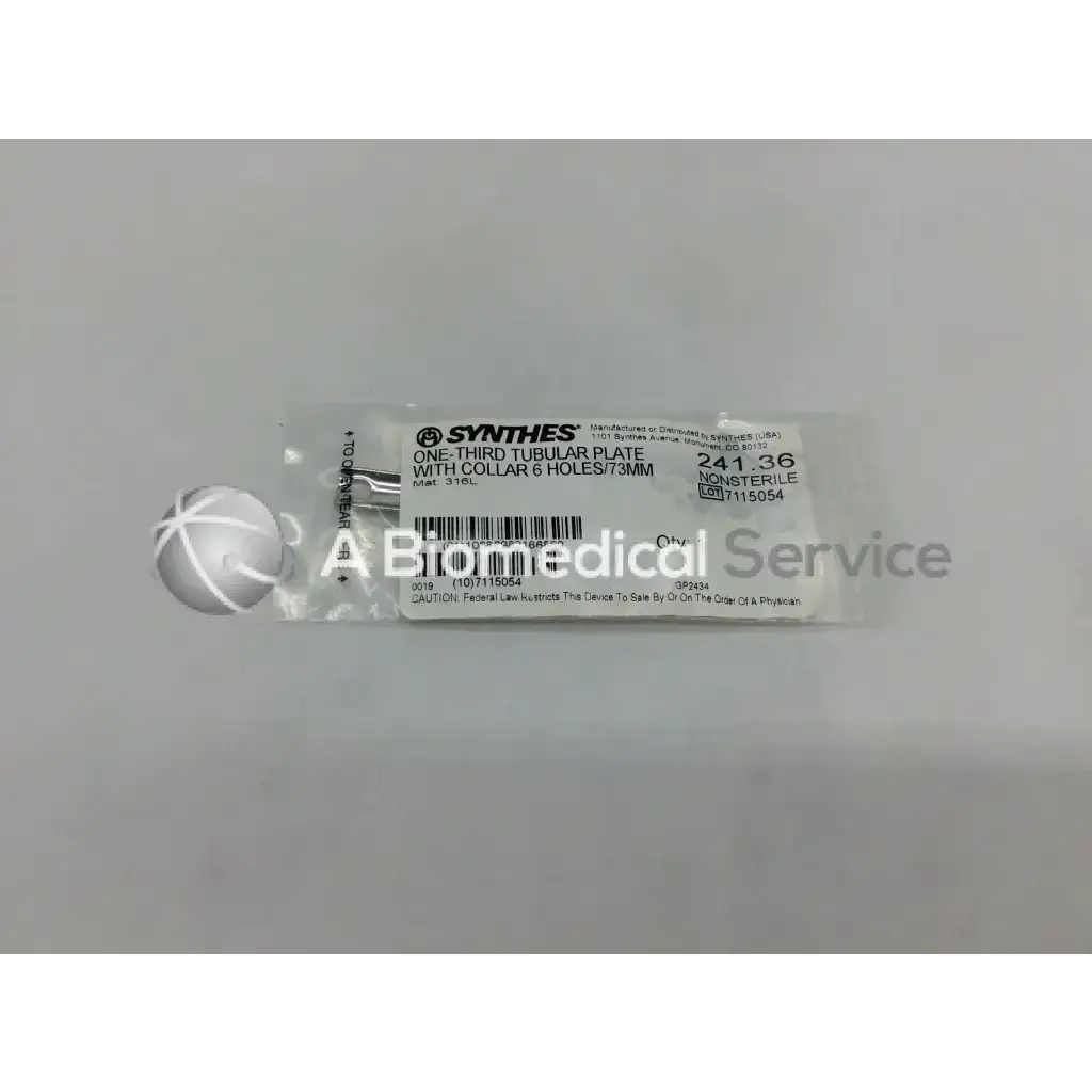 Load image into Gallery viewer, Synthes 241.36 One-Third Tubular Plate with Collar 6 Holes/