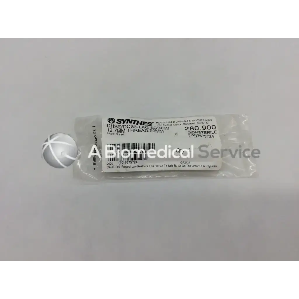 Synthes 280.900 Lag Screw 12.7mm Thread 90mm - Surgical Tool