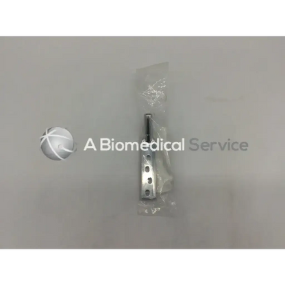 Silver metallic deg dhs plate standard barrel with three holes and cylindrical stem packaged in clear plastic wrap
