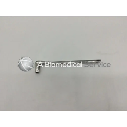 Silver metallic surgical dcs plate ad5-175 with long slender handle and curved angled tip from syntheses 281.90 dcs plate
