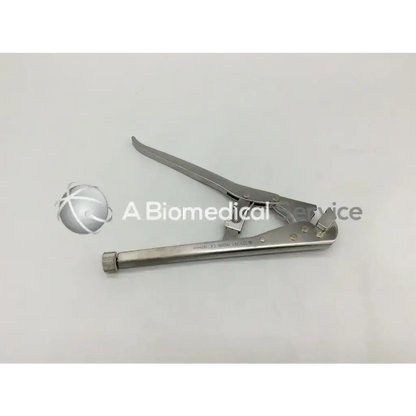 Stainless steel Synthes 329.291 surgical retractor with curved handle and textured grip for 5mm clavicle plates
